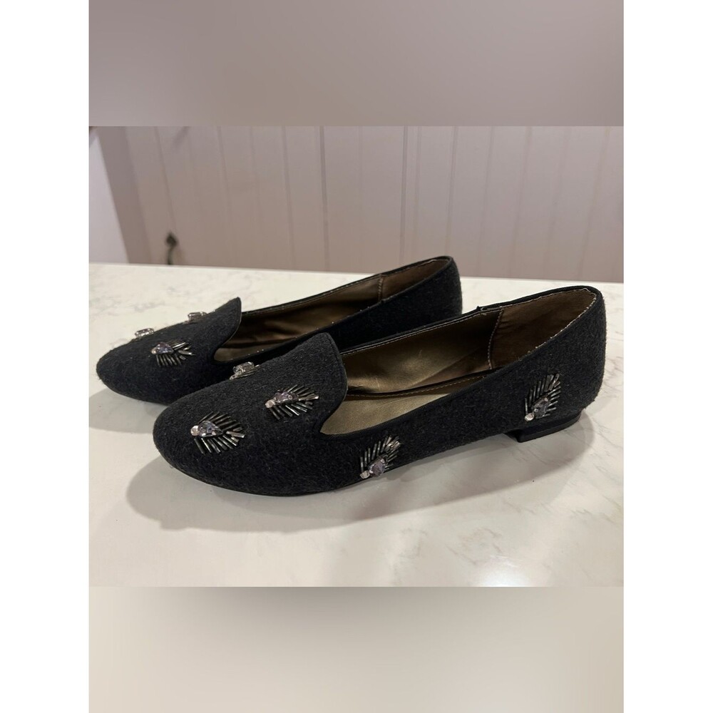 Women’s Ann Taylor Loft Black Embellished Wool Loafers, 7M